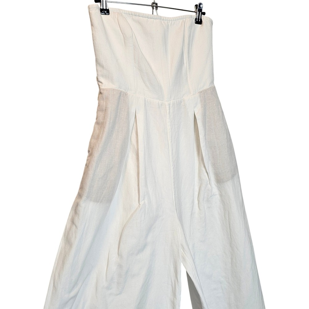 Hemant & Nandita Linen Blend Wide Leg Jumpsuit White Size Large Bridal Resort - Picture 4 of 15